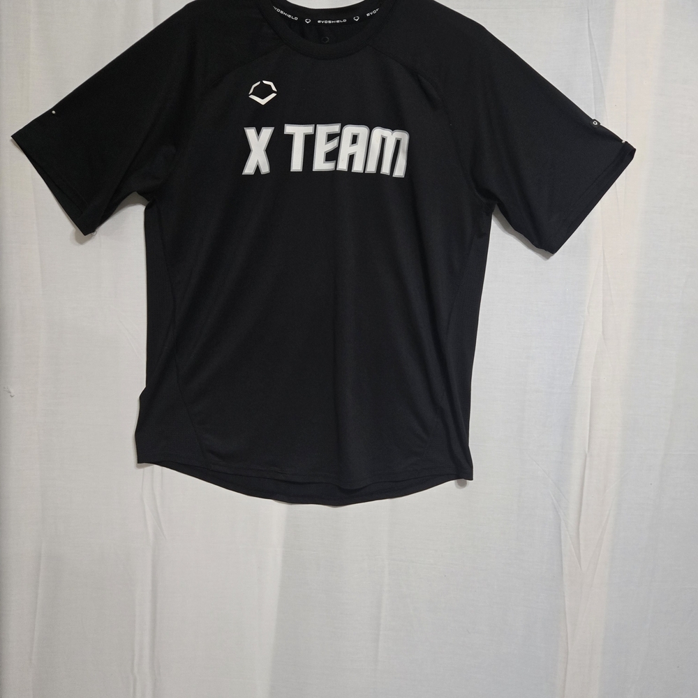 Black Jersey Shirt with Crew Neck and‎ Short Sleeves